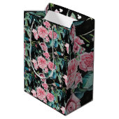 Rosa Blume Wasserfarbene Malerei Rose Mittlere Geschenktüte (Rückseite Schrägansicht)