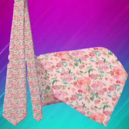 Rosa Blume Wasserfarbmuster Floral Neck Krawatte