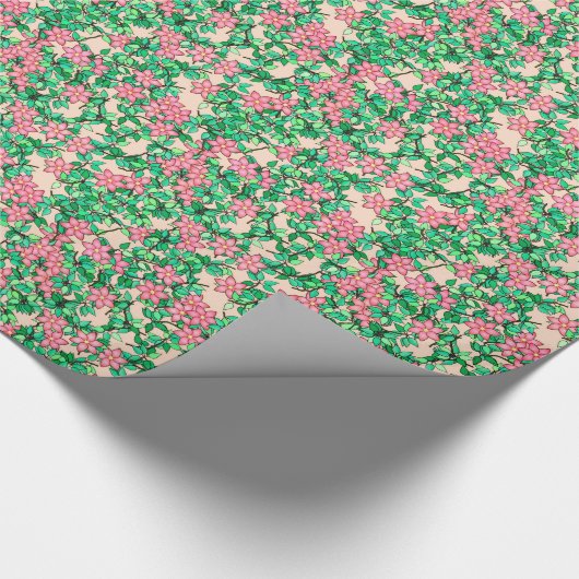 Rosa Blume, weicher Korallenuntergrund Geschenkpapier (Ecke)