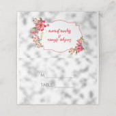 Rosa Blume Weichglas Platzkarte (Außenseite Aufgefaltet)