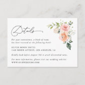 Rosa Blume, weiße Blume, Boho, Angaben zur Hochzei Begleitkarte (Vorderseite)