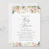 Rosa Blume, weiße Blume, Boho, Babydusche Einladung (Vorderseite)