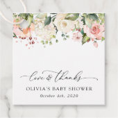 Rosa Blume, weiße Blume, Boho, Babydusche Geschenkanhänger (Vorderseite)