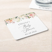 Rosa Blume, weiße Blume, Boho, Babydusche Rechteckiger Pappuntersetzer (angewinkelt)