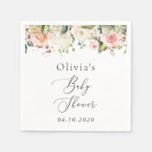 Rosa Blume, weiße Blume, Boho, Babydusche Serviette (Vorderseite)