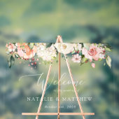 Rosa Blume, weiße Blume, Boho, Begrüßung Acrylschild (Neutral)