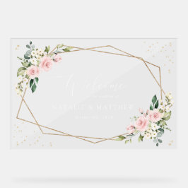 Rosa Blume, weiße Blume, Boho, Begrüßung Acrylschild