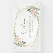 Rosa Blume, weiße Blume, Boho, Begrüßung Banner (Vertikal)