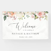Rosa Blume, weiße Blume, Boho, Begrüßung Banner (Horizontal)