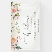 Rosa Blume, weiße Blume, Boho, Begrüßung Banner (Vertikal)