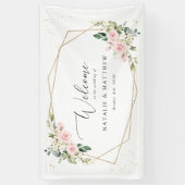 Rosa Blume, weiße Blume, Boho, Begrüßung Banner (Vertikal)