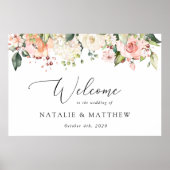 Rosa Blume, weiße Blume, Boho, Begrüßung Poster (Vorne)