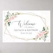 Rosa Blume, weiße Blume, Boho, Begrüßung Poster (Vorne)