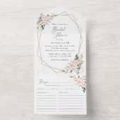 Rosa Blume, weiße Blume, Boho, Brautparty All In One Einladung (Innen Boden)