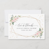 Rosa Blume, weiße Blume, Boho, Brautparty Dankeskarte (Vorderseite)
