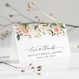 Rosa Blume, weiße Blume, Boho, Brautparty Dankeskarte