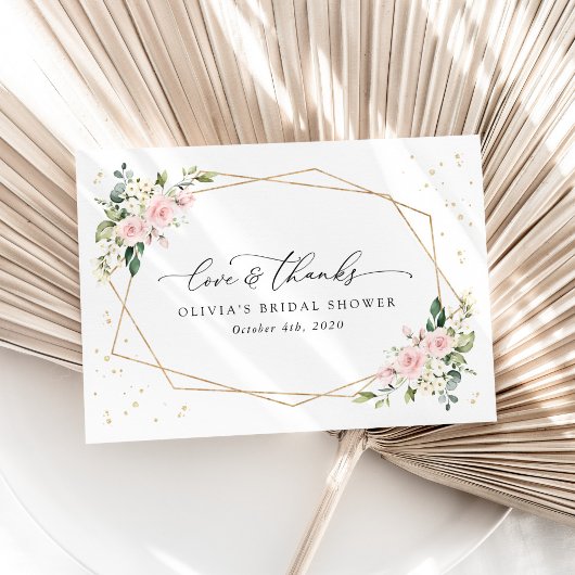 Rosa Blume, weiße Blume, Boho, Brautparty Dankeskarte