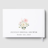 Rosa Blume, weiße Blume, Boho, Brautparty Gästebuch (Rückseite)