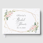 Rosa Blume, weiße Blume, Boho, Brautparty Gästebuch (Vorderseite)