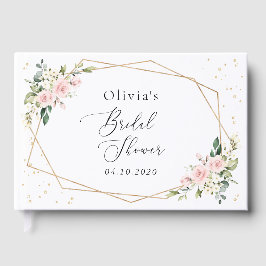 Rosa Blume, weiße Blume, Boho, Brautparty Gästebuch