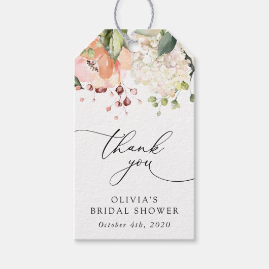 Rosa Blume, weiße Blume, Boho, Brautparty Geschenkanhänger (Vorderseite)