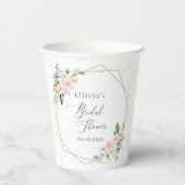 Rosa Blume, weiße Blume, Boho, Brautparty Pappbecher (Vorderseite)