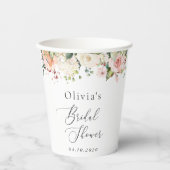 Rosa Blume, weiße Blume, Boho, Brautparty Pappbecher (Vorderseite)