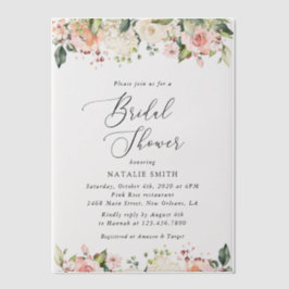 Rosa Blume, weiße Blume, Boho, Brautparty Pergament Einladungen