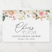 Rosa Blume, weiße Blume, Boho, Brautparty Schaumweinetikett (Einzelnes Label)