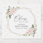 Rosa Blume, weiße Blume, Boho, Brautparty Schaumweinetikett (Einzelnes Label)