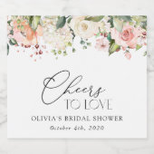 Rosa Blume, weiße Blume, Boho, Brautparty Schaumweinetikett (Einzelnes Label)