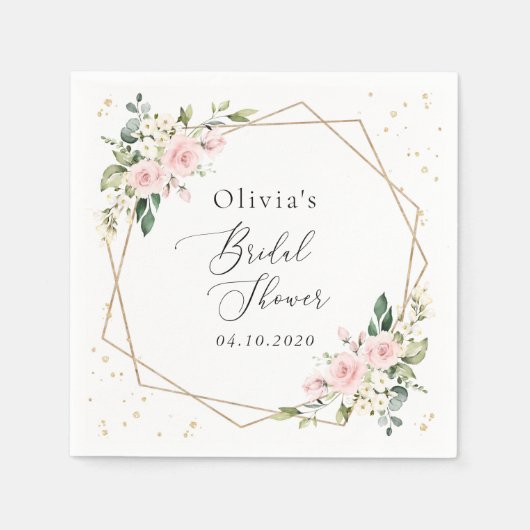 Rosa Blume, weiße Blume, Boho, Brautparty Serviette (Vorderseite)