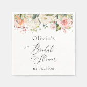 Rosa Blume, weiße Blume, Boho, Brautparty Serviette (Vorderseite)