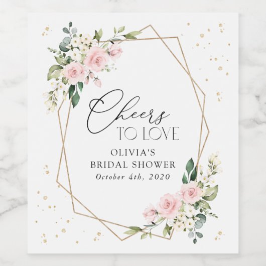 Rosa Blume, weiße Blume, Boho, Brautparty Weinetikett (Einzelnes Label)