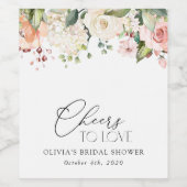 Rosa Blume, weiße Blume, Boho, Brautparty Weinetikett (Einzelnes Label)