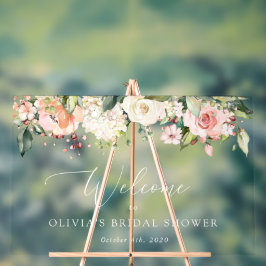 Rosa Blume, weiße Blume, Boho, Bridal Empfang Acrylschild