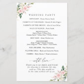 Rosa Blume, weiße Blume, Boho, Hochzeitsprogramm (Rückseite)