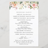 Rosa Blume, weiße Blume, Boho, Hochzeitsprogramm (Rückseite)