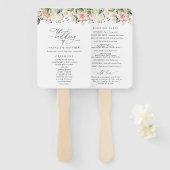 Rosa Blume, weiße Blume, Boho, Hochzeitsprogramm Fächer (Vorne und Hinten)