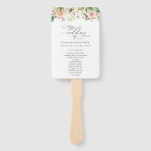 Rosa Blume, weiße Blume, Boho, Hochzeitsprogramm Fächer (Vorderseite)