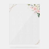 Rosa Blume, weiße Blume, Boho, Sitzplan Acrylschild (Vorderseite)