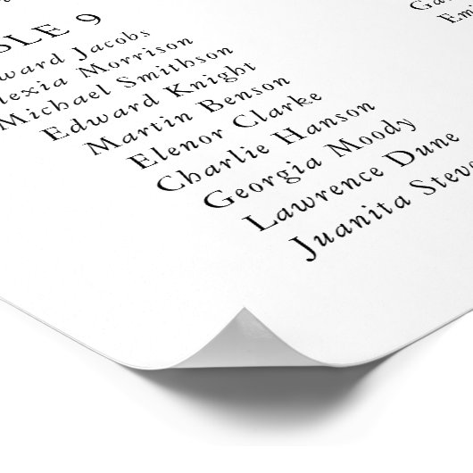 Rosa Blume, weiße Blume, Boho, Sitzplan Poster (Ecke)