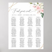 Rosa Blume, weiße Blume, Boho, Sitzplan Poster (Vorne)