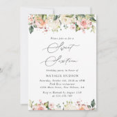 Rosa Blume, weiße Blume, Boho, süß 16 Einladung (Vorderseite)