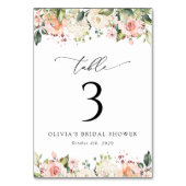 Rosa Blume, weiße Blume, Boho, Tischnummern (Vorderseite)