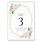 Rosa Blume, weiße Blume, Boho, Tischnummern (Rückseite)