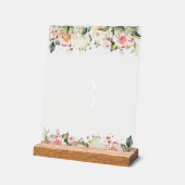 Rosa Blume, weiße Blume, Boho, Tischnummern Acrylschild (Winkel)