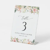 Rosa Blume, weiße Blume, Boho, Tischnummern Sockelschild (Vorderseite)