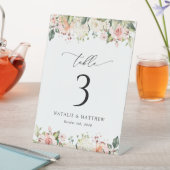 Rosa Blume, weiße Blume, Boho, Tischnummern Sockelschild (In Situ)