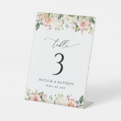 Rosa Blume, weiße Blume, Boho, Tischnummern Sockelschild (Vorderseite)